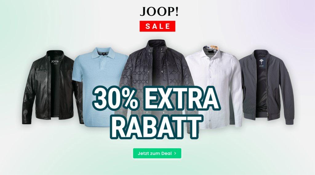JOOP! Sale - 30% Extra Rabatt auf ausgewählte Herrenbekleidung wie Lederjacken, Poloshirts, Steppjacken und Hemden. Jetzt exklusive Mode-Deals für Herren entdecken und stilvoll sparen.
